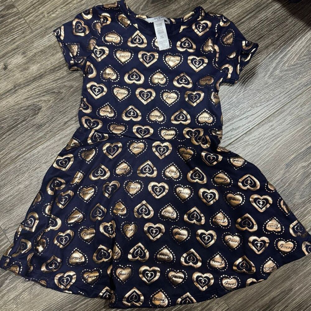 Guess 4T Black and Gold Hearts Dress